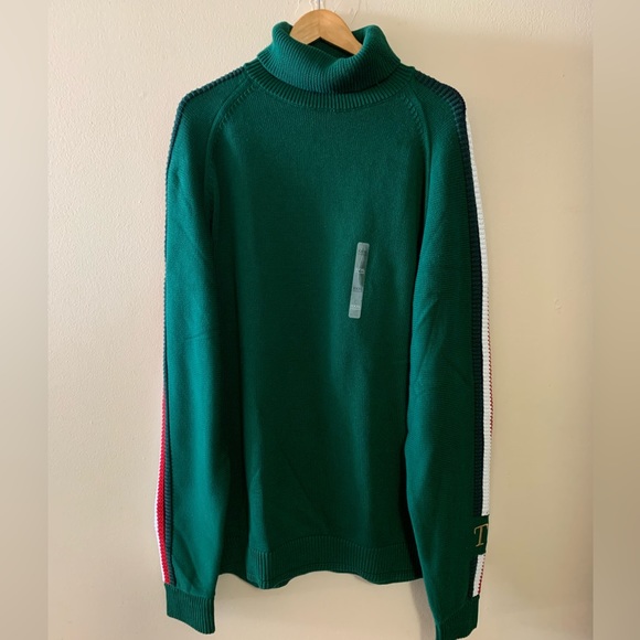 Tommy Hilfiger Icon Monogram Turtleneck Men Sweater Green 3XL - Picture 5 of 16